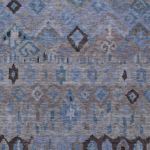 HomeRoots 9' Stylish Brown, Blue & Charcoal Geometric Washable Area Rug for Indoor/Outdoor Use - Durable & Versatile 658451