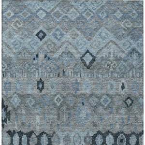 HomeRoots 9' X 12' Gray Geometric Area Rug - Durable, Washable, Stylish for Indoor & Outdoor Use in High Traffic Areas 658457