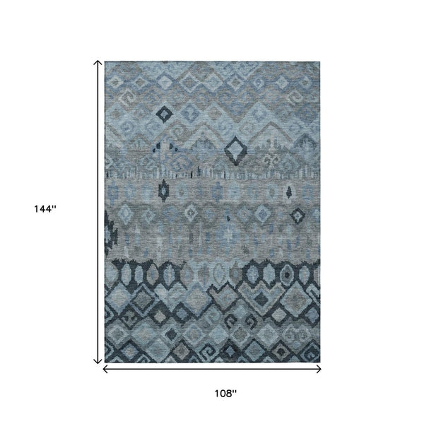 HomeRoots 9' X 12' Gray Geometric Area Rug - Durable, Washable, Stylish for Indoor & Outdoor Use in High Traffic Areas 658457