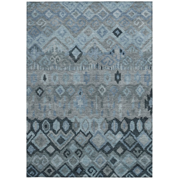 HomeRoots 10' X 14' Gray & Charcoal Geometric Washable Area Rug – Stylish, Durable, Indoor/Outdoor Versatility! 658458
