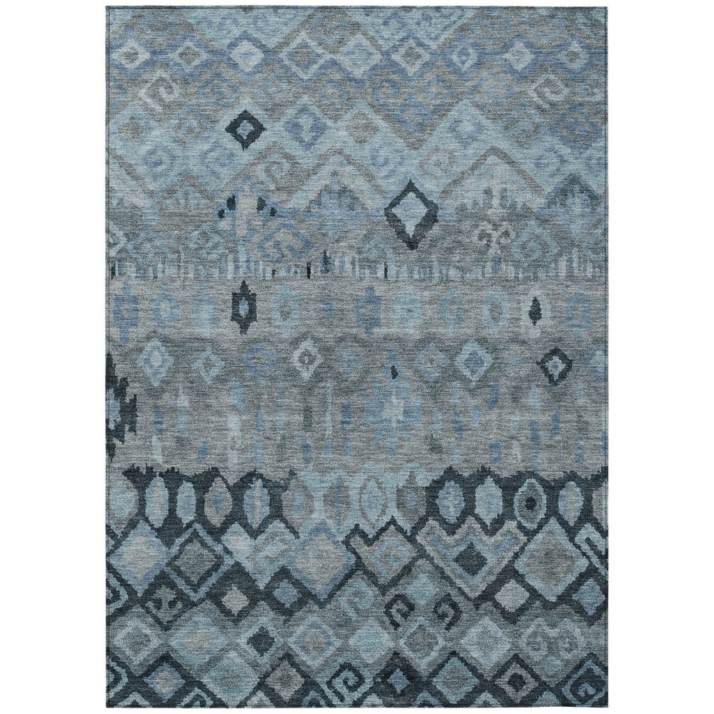 HomeRoots 10' X 14' Gray & Charcoal Geometric Washable Area Rug – Stylish, Durable, Indoor/Outdoor Versatility! 658458