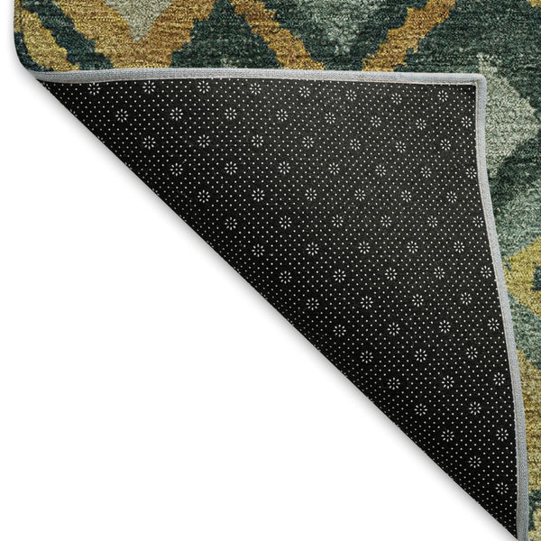 HomeRoots 10' Indoor Outdoor Geometric Area Rug in Green, Gold & Copper - Washable, Durable & Stylish! 658464