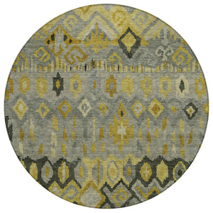 HomeRoots 8' Modern Geometric Washable Area Rug in Pewter, Gold & Charcoal for Indoor/Outdoor Use, Durable Design 658467