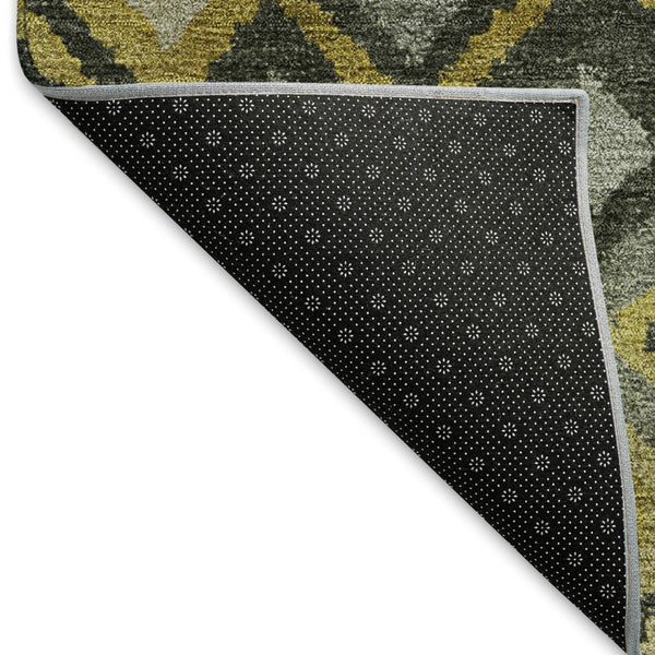HomeRoots 8' Modern Geometric Washable Area Rug in Pewter, Gold & Charcoal for Indoor/Outdoor Use, Durable Design 658467