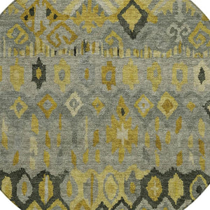 HomeRoots 8' Modern Geometric Washable Area Rug in Pewter, Gold & Charcoal for Indoor/Outdoor Use, Durable Design 658467