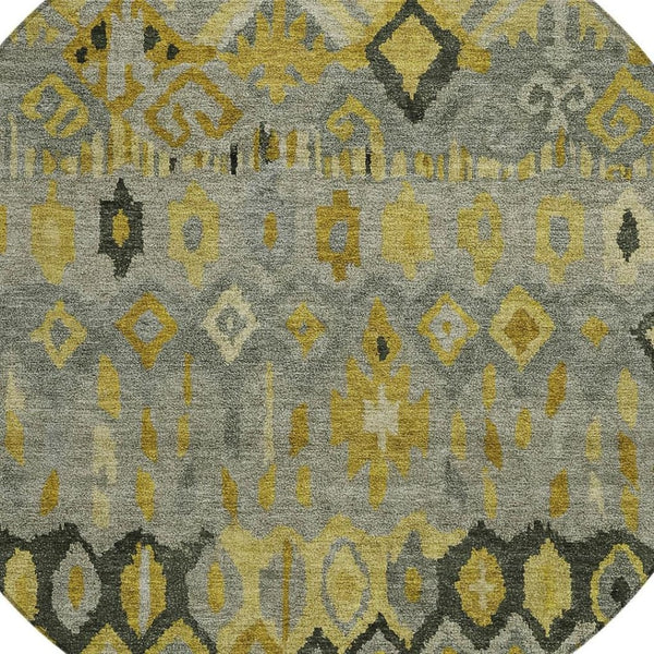 HomeRoots 8' Modern Geometric Washable Area Rug in Pewter, Gold & Charcoal for Indoor/Outdoor Use, Durable Design 658467