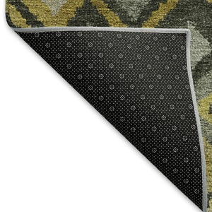 HomeRoots 8' X 10' Modern Geometric Washable Rug in Pewter, Gold & Charcoal – Perfect for Indoor & Outdoor Use! 658468