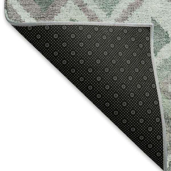 HomeRoots 10' X 14' Artichoke Green Gray Ivory Geometric Washable Rug - Stylish, Durable Indoor/Outdoor Essential 658476