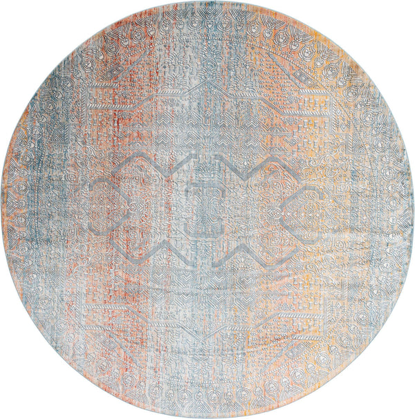 Unique Loom Newport Kingscote Machine Made Border Rug Multi, Ivory/Light Blue/Light Salmon/Rust Red/Terracotta 10' 2" x 10' 2"