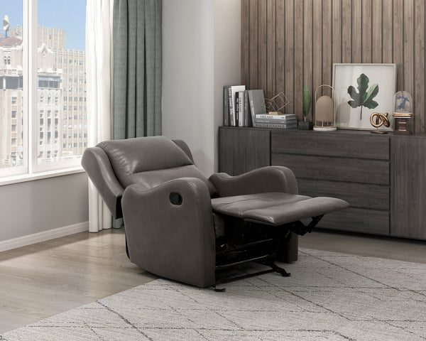 English Elm Gray Faux Leather Glider Recliner Chair – Smooth Gentle Motion, Pull-Tab Recline, Compact Comfort Seat B011P207536