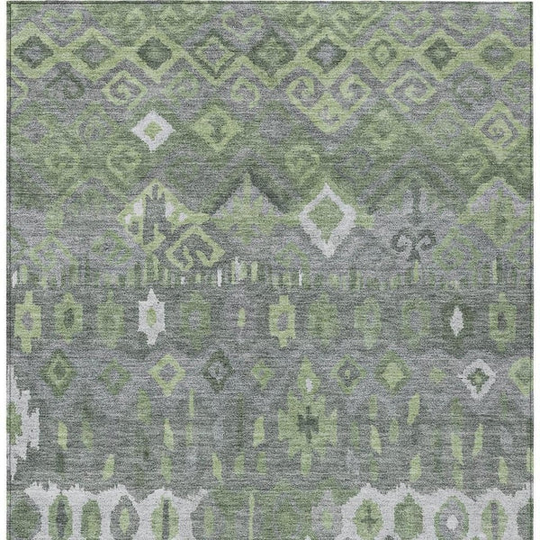 HomeRoots 9' Gray Green and Ivory Geometric Washable Area Rug - Stylish, Durable Indoor/Outdoor Design for Any Space 658493