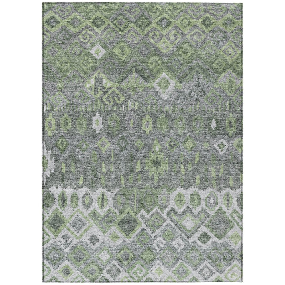 HomeRoots 9' Gray Green and Ivory Geometric Washable Area Rug - Stylish, Durable Indoor/Outdoor Design for Any Space 658493