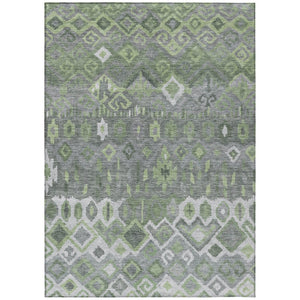 HomeRoots 9' Gray Green and Ivory Geometric Washable Area Rug - Stylish, Durable Indoor/Outdoor Design for Any Space 658493