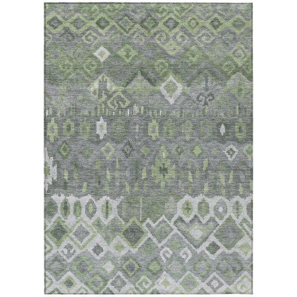 HomeRoots 9' Gray Green and Ivory Geometric Washable Area Rug - Stylish, Durable Indoor/Outdoor Design for Any Space 658493