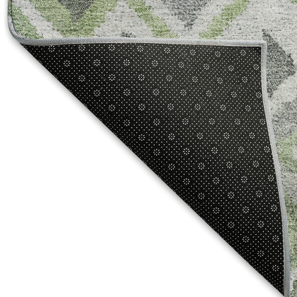 HomeRoots 9' Gray Green and Ivory Geometric Washable Area Rug - Stylish, Durable Indoor/Outdoor Design for Any Space 658493