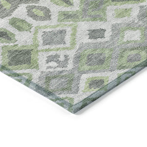 HomeRoots 9' Gray Green and Ivory Geometric Washable Area Rug - Stylish, Durable Indoor/Outdoor Design for Any Space 658493