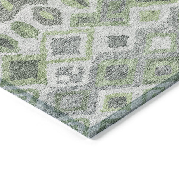 HomeRoots 9' Gray Green and Ivory Geometric Washable Area Rug - Stylish, Durable Indoor/Outdoor Design for Any Space 658493