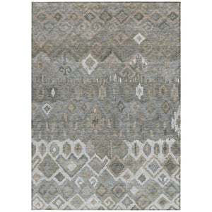 HomeRoots 9' X 12' Geometric Washable Area Rug in Pewter, Ivory & Tan - Stylish Indoor/Outdoor Décor Solution 658499