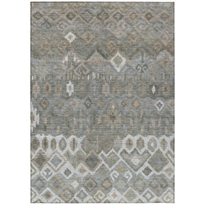 HomeRoots 9' X 12' Geometric Washable Area Rug in Pewter, Ivory & Tan - Stylish Indoor/Outdoor Décor Solution 658499