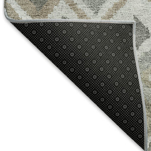 HomeRoots 9' X 12' Geometric Washable Area Rug in Pewter, Ivory & Tan - Stylish Indoor/Outdoor Décor Solution 658499