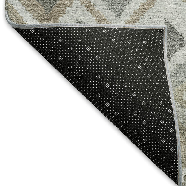 HomeRoots 9' X 12' Geometric Washable Area Rug in Pewter, Ivory & Tan - Stylish Indoor/Outdoor Décor Solution 658499