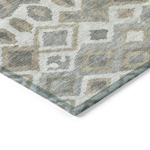 HomeRoots 9' X 12' Geometric Washable Area Rug in Pewter, Ivory & Tan - Stylish Indoor/Outdoor Décor Solution 658499