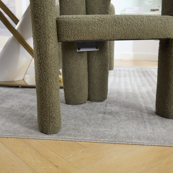 English Elm Contemporary Velvet Upholstered Barrel Accent Chair with Curved Support, Foam Seat, Steel Frame Finish Olive Green W395P224759