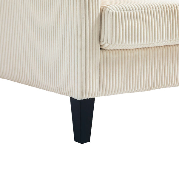 English Elm COOLMORE Modern Accent Chair with Corduroy Upholstery, Solid Wood Frame, Supportive Dual Pillows for Cozy Living Spaces Beige W395P195355