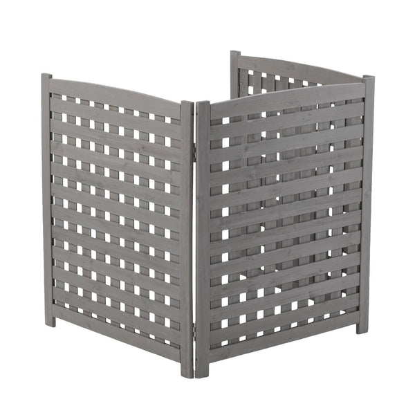 English Elm 3-panel Outdoor Slatted Wood Enclosure Screen for Ac Units Patios and Garden Areas Grey W2640P290523