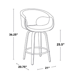English Elm Fixed-height Swivel Counter Stools with Faux Leather Seats and Chrome Footrest Set of 2 B202S01808