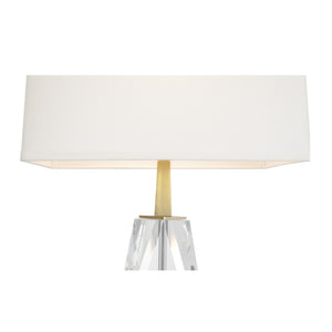 Wildwood Copious Crystal Table Lamp By Larry Laslo For Wildwood — Faceted Clear Crystal, Brushed Brass Base, Silk Shade (31.5") 65850