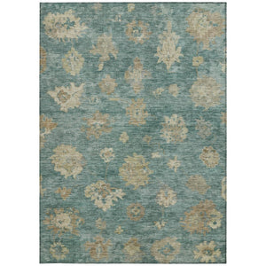 HomeRoots 8' X 10' Washable Artichoke Green Floral Area Rug - Durable Indoor/Outdoor Design for High-Traffic Spaces 658510