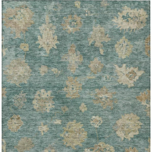 HomeRoots 10' Indoor Outdoor Floral Area Rug in Artichoke Green & Beige - Washable, Durable, Stylish Design 658512