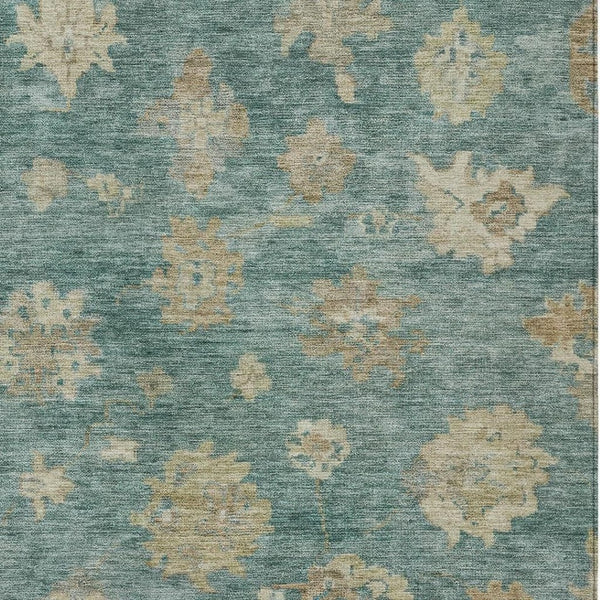 HomeRoots 10' Indoor Outdoor Floral Area Rug in Artichoke Green & Beige - Washable, Durable, Stylish Design 658512