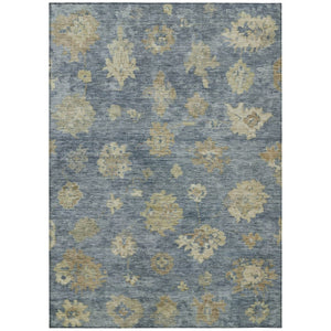 HomeRoots 5' Blue and Beige Floral Area Rug – Durable, Washable Design for Indoor/Outdoor Elegance & Comfort 658514