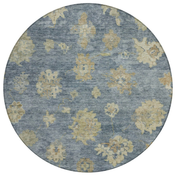 HomeRoots 8' Blue and Beige Floral Washable Area Rug - Durable, Stylish Indoor/Outdoor Design for Any Space 658515