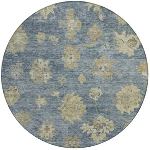 HomeRoots 8' Blue and Beige Floral Washable Area Rug - Durable, Stylish Indoor/Outdoor Design for Any Space 658515