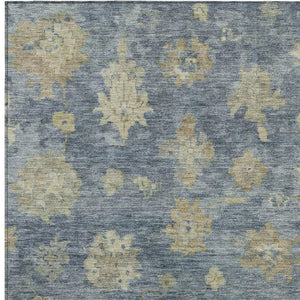 HomeRoots 10' X 14' Blue and Beige Floral Area Rug - Durable, Machine Washable, Perfect for Indoors & Outdoors 658518