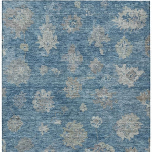 HomeRoots 10' Floral Denim Blue and Gray Washable Area Rug - Durable, Stylish, Indoor & Outdoor Use! 658524