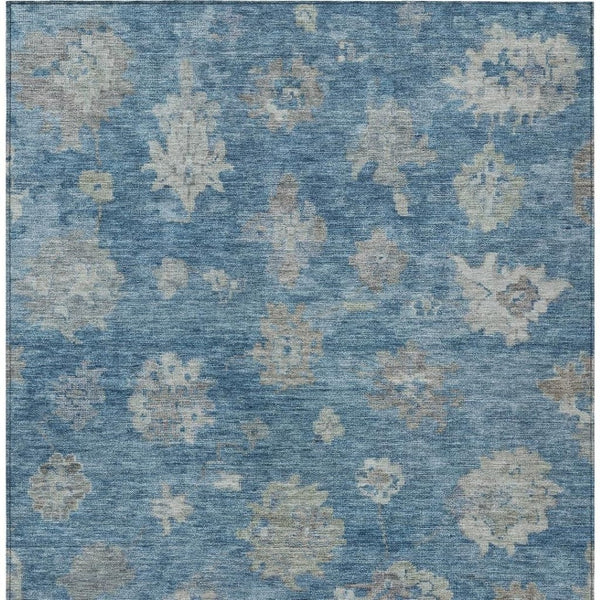 HomeRoots 10' Floral Denim Blue and Gray Washable Area Rug - Durable, Stylish, Indoor & Outdoor Use! 658524