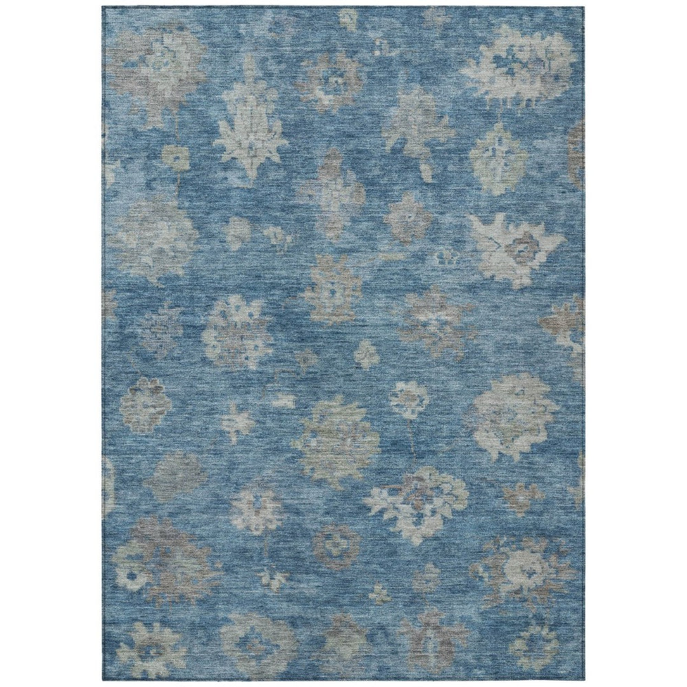 HomeRoots 10' Floral Denim Blue and Gray Washable Area Rug - Durable, Stylish, Indoor & Outdoor Use! 658524