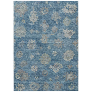 HomeRoots 10' Floral Denim Blue and Gray Washable Area Rug - Durable, Stylish, Indoor & Outdoor Use! 658524