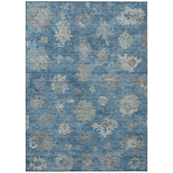 HomeRoots 10' Floral Denim Blue and Gray Washable Area Rug - Durable, Stylish, Indoor & Outdoor Use! 658524