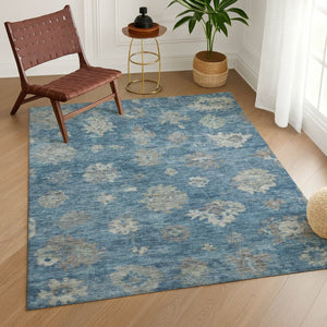 HomeRoots 10' Floral Denim Blue and Gray Washable Area Rug - Durable, Stylish, Indoor & Outdoor Use! 658524