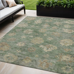 HomeRoots 5' X 8' Fern Green Floral Area Rug – Washable, Durable, Stylish for Indoor & Outdoor Spaces! 658526