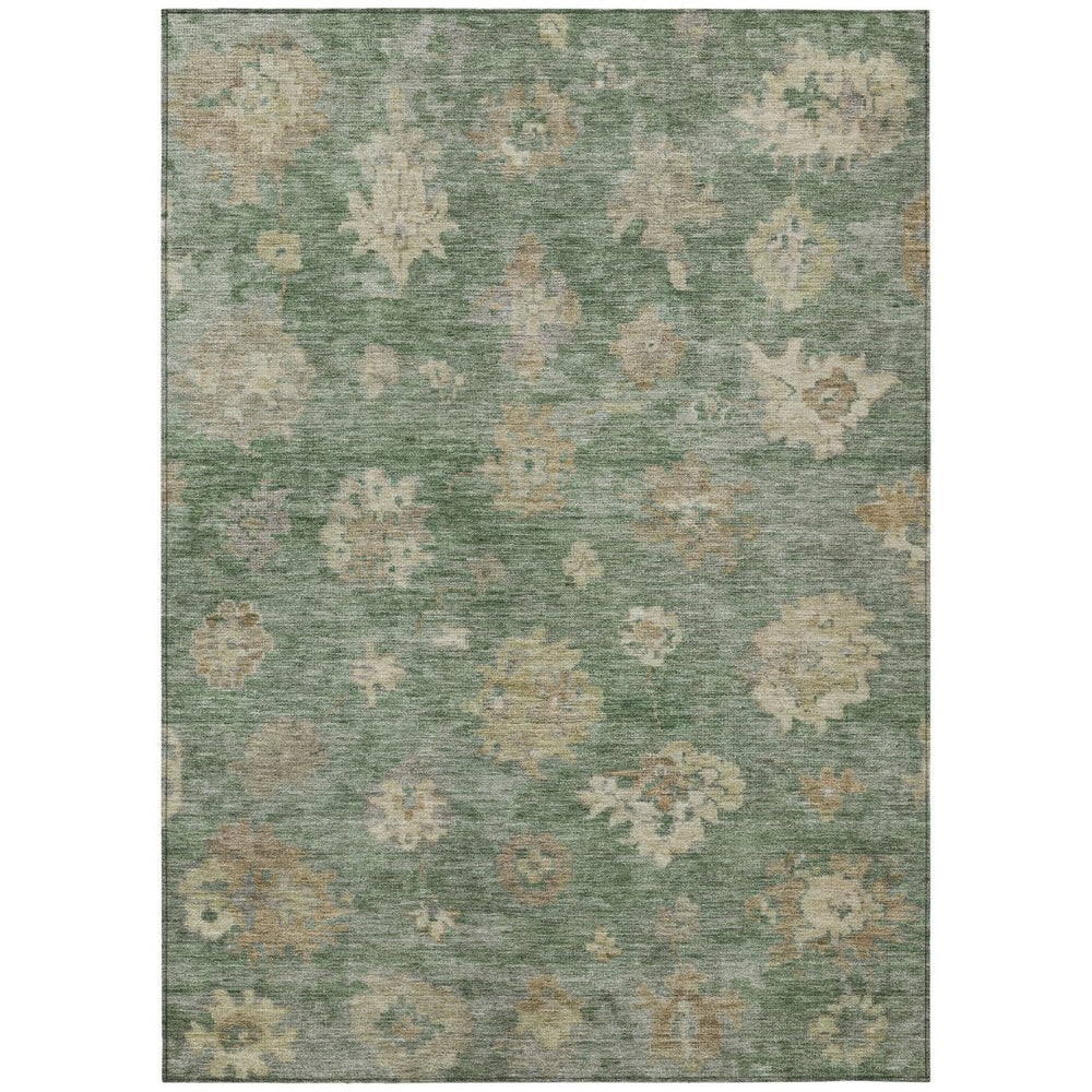 HomeRoots 8' X 10' Elegant Fern Green & Beige Floral Area Rug - Durable, Washable for Indoor & Outdoor Spaces 658528