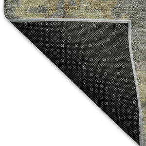HomeRoots 8' Round Floral Indoor/Outdoor Area Rug in Pewter Gold & Beige - Washable, Durable & Versatile Design 658533