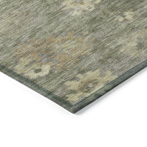 HomeRoots 8' Sage and Beige Round Floral Rug - Durable, Washable Indoor/Outdoor Area Rug for Family Spaces 658539