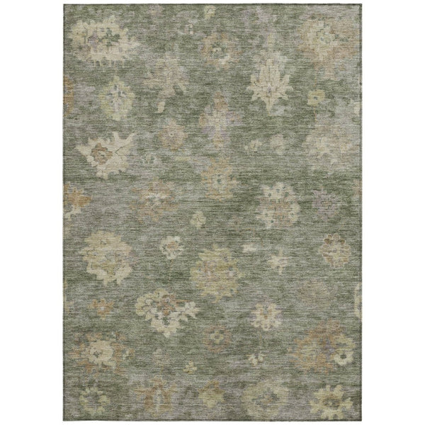 HomeRoots 10' X 14' Sage and Beige Floral Washable Area Rug - Durable and Stylish for Indoor & Outdoor Spaces 658542
