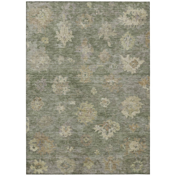 HomeRoots 10' X 14' Sage and Beige Floral Washable Area Rug - Durable and Stylish for Indoor & Outdoor Spaces 658542